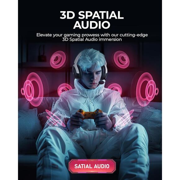 KOFIRE Wireless Gaming Headset Bluetooth 54 USB 3.5mm 53MM Stereo Mic - Picture 3 of 7